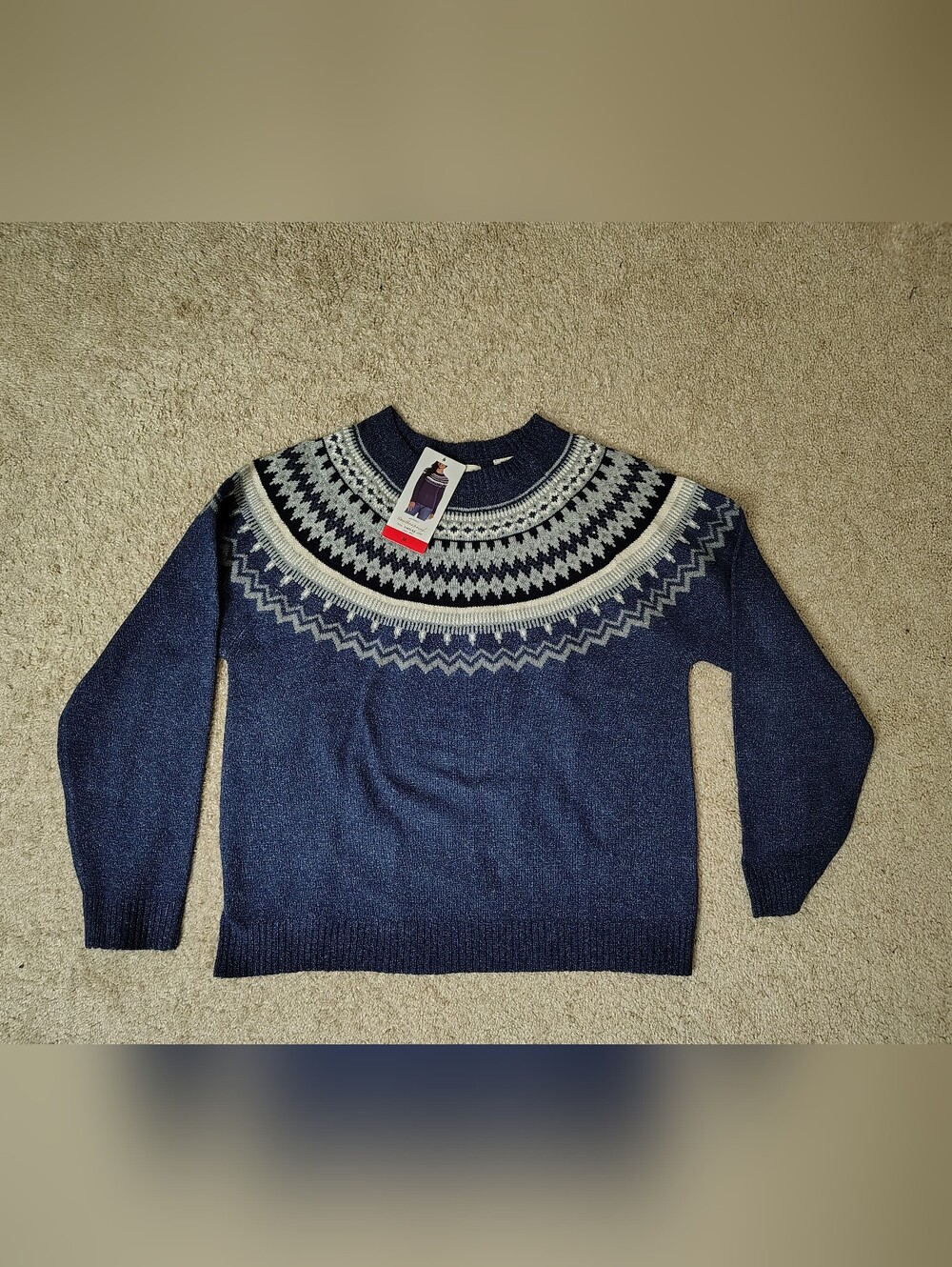 Weatherproof Navy & White Fair Isle Crewneck Sweater